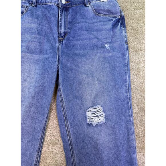 Kensie Blue Distressed Wide Leg Jeans Size 14 But Fit Like A 12 - Picture 2 of 15